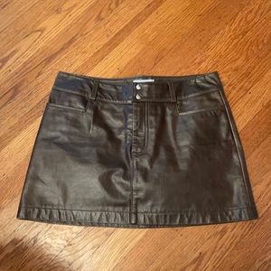 Jigsaw Brown Leather Mini Skirt, UK Size 8